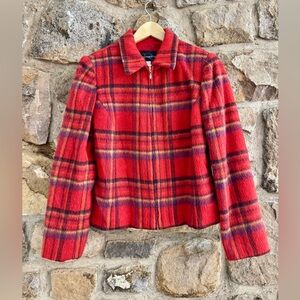 Vintage plaid wool mohair blazer jacket womens 8 medium